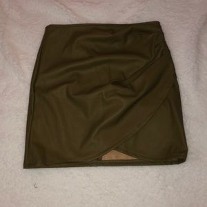 Army Green Faux Leather Skirt